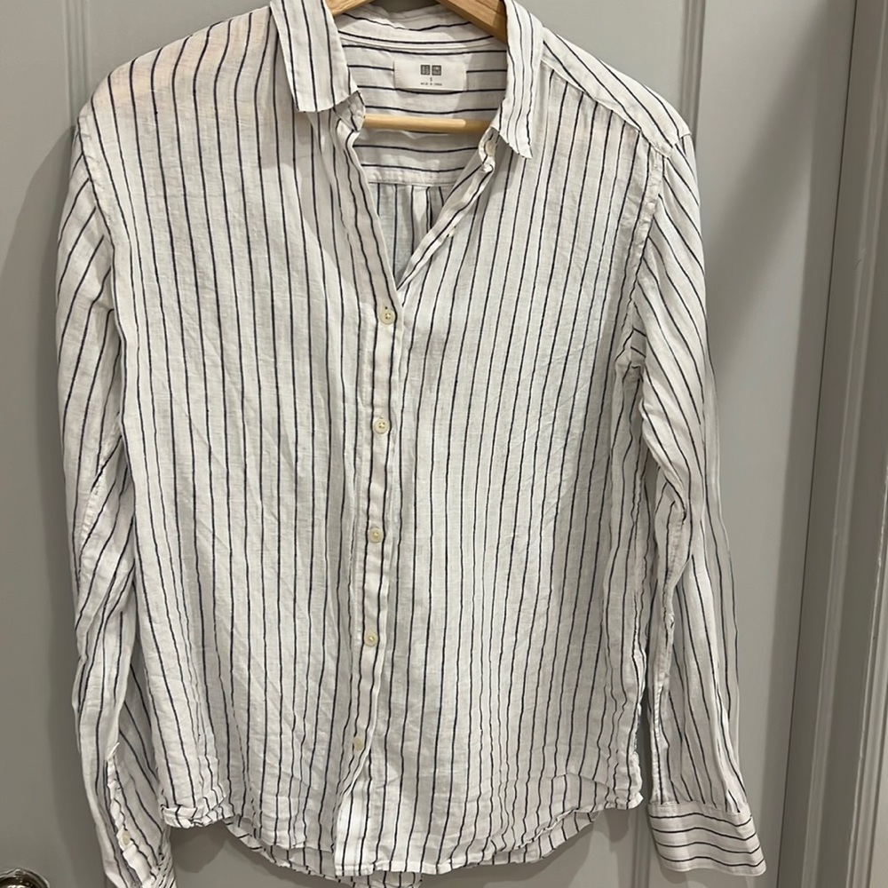 Uniqlo linen stripe shirt S